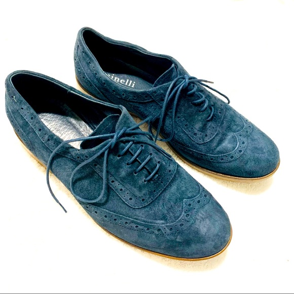 Minelli Shoes - MINELLI Italy Blue Suede Wingtip Leather Shoes 8.5